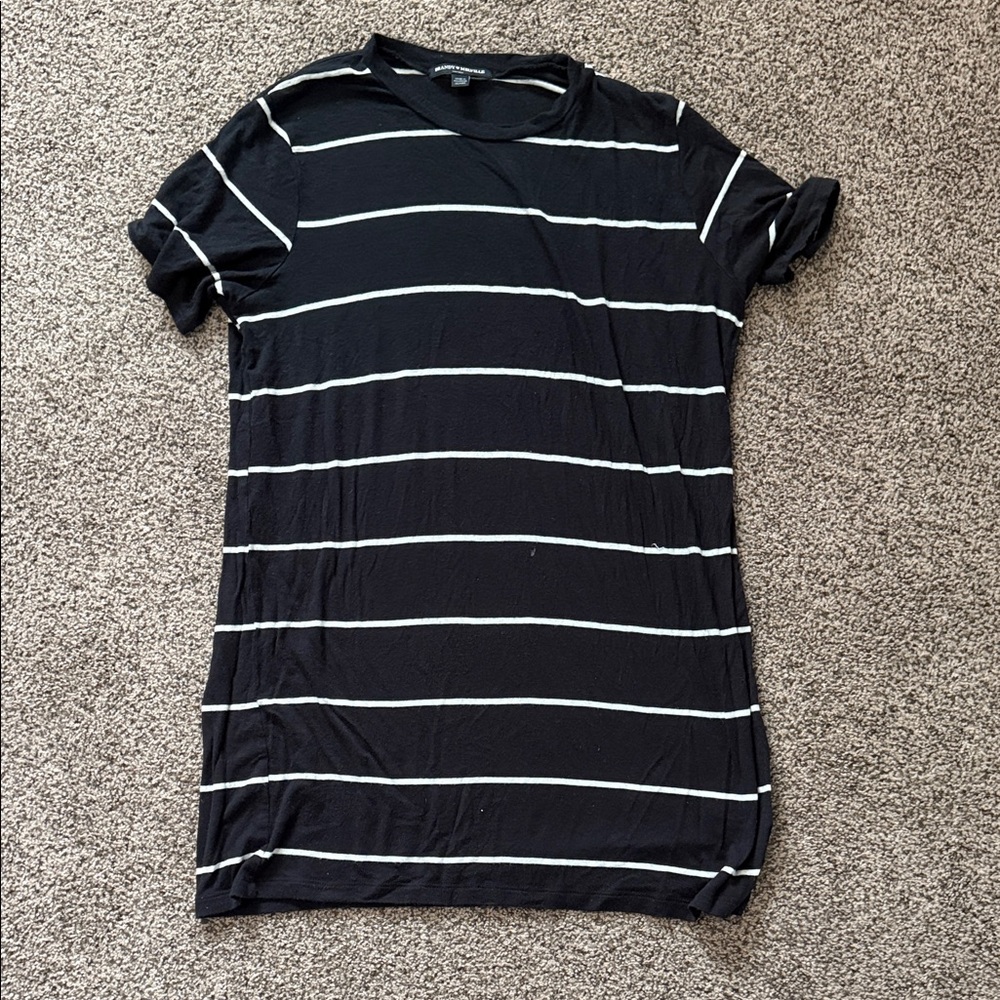 Brandy Melville Black and White Striped Mini Dress